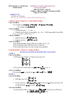 Kiểm tra chất lượng học kỳ 1 năm học 2012-2013 môn thi: toán – lớp 10