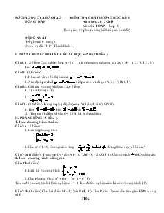 Kiểm tra chất lượng học kỳ 1 năm học: 2012-2013 môn thi: toán - lớp 10 (tiết 2)