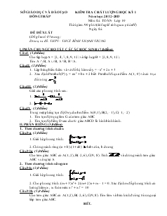 Kiểm tra chất lượng học kỳ 1 năm học: 2012-2013 môn thi: toán - lớp 10 (tiết 9)