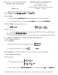Kiểm tra chất lượng học kỳ 1 năm học 2012 – 2013 môn thi: toán – lớp 10 (tiết 8)