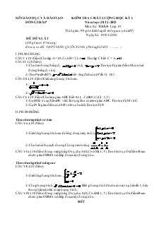 Kiểm tra chất lượng học kỳ 1 năm học: 2012-2013 môn thi: toán- lớp 10 (tiết 5)