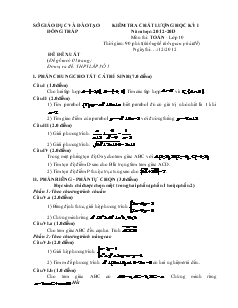 Kiểm tra chất lượng học kỳ I năm học: 2012-2013 môn thi: toán - lớp 10 thời gian: 90 phút (tiếp)