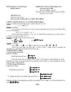 Kiểm tra chất lượng học kỳ I năm học: 2012-2013 môn thi: toán - lớp 10 thời gian: 90 phút