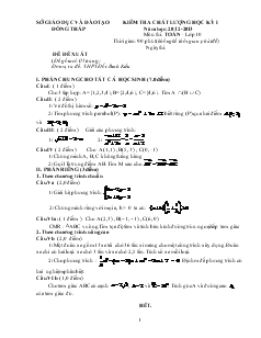 Kiểm tra chất lượng học kỳ một năm học: 2012-2013 môn thi: toán - lớp 10