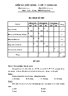 Kiểm tra cuối chương II lớp 11 nâng cao