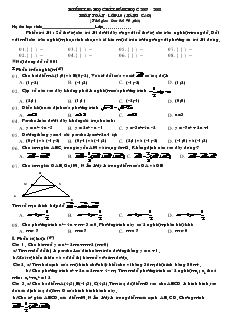Kiểm tra học kì I năm học 2007 - 2008 môn Toán lớp 10