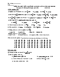 Kiểm tra một tiết Đại số lớp 11 cơ bản (lần I) năm học 2008 - 2009
