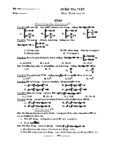 Kiểm tra viết môn: Hình học 10