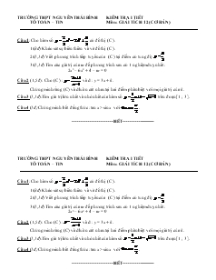 Kiểm tra1 tiết tổ toán – tin môn : giải tích 12 (cơ bản)