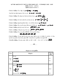 Kỳ thi khảo sát chất lượng học kỳ I – năm học 2012 – 2013 môn: toán – lớp 10