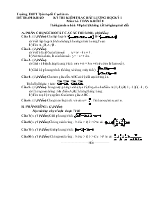 Kỳ thi kiểm tra chất lượng học kỳ I môn thi : toán khối 10
