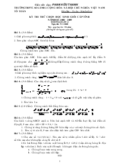 Kỳ thi thử chọn học sinh giỏi cấp tỉnh năm học 2008 – 2009 môn toán lớp 12