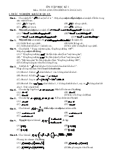 Ôn tập học kì I môn: Toán (chương trình nâng cao)