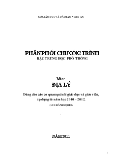 Phân phối chương trình bậc trung học phổ thông môn: Địa lý