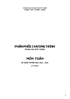 Phân phối chương trình trung học phổ thông môn Toán áp dụng từ năm học 2013 - 2014