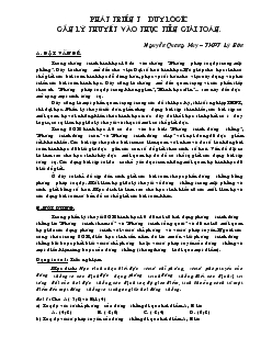 Phát triển tư duy lôgíc gắn lý thuyết vào thực tiễn giải toán