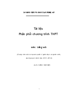 Tài liệu Phân phối chương trình THPT môn Tiếng Anh