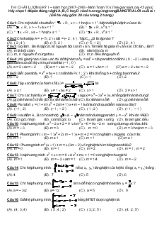 Thi chất lượng kỳ 1 đề 2  – năm học 2007-2008 - môn toán 10 (thời gian làm bài 45 phút)