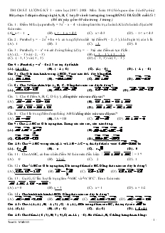 Thi chất lượng kỳ 1 đề 3 – năm học 2007-2008 - môn toán 10 (thời gian làm bài 60 phút)