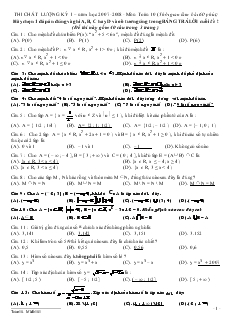 Thi chất lượng kỳ 1 – năm học 2007-2008 - môn toán 10 (thời gian làm bài 60 phút)