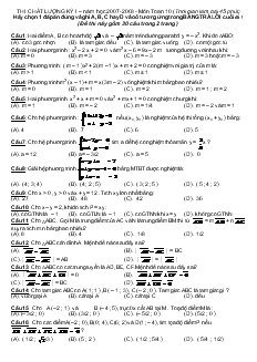 Thi chất lượng kỳ I – năm học 2007-2008 - môn toán 10 (thời gian làm bài 45 phút)