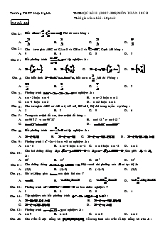 Thi học kì II (năm 2007-2008) môn Toán 10 (cơ bản) Trường THPT Hậu Nghĩa