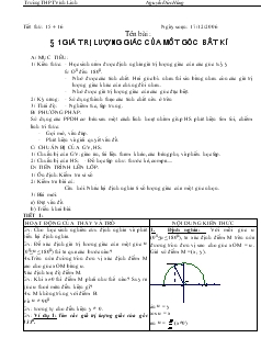 Tiết 15, 16: Giá trị lượng giác của một góc bất kì
