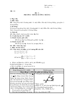 Tiết 31 - Bài 1: Phương trình đường thẳng
