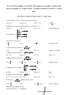 Trắc nghiệm hàm số bậc nhất, hàm số bậc hai