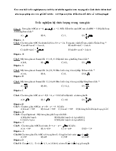 Trắc nghiệm hệ thức lượng trong tam giác