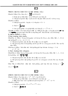 122 đề ôn thi tốt nghiệp môn toán thpt năm học 2010 - 2011
