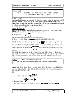 Chuyên đề : Để đạt điểm cao trong kỳ thi tôt nghiệp và đh môn toán năm 2009
