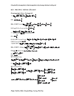 Chuyên đề phương trình, bất phương trình, hệ phương trình mũ và lôgarit