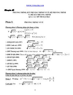 Chuyên đề Phương trình, bất phương trình vô tỉ, hệ phương trình và hệ bất phương trình qua các đề thi đại học