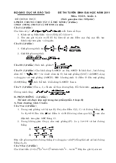 Đề 3 thi tuyển sinh đại học năm 2011 môn: toán; khối: a (thời gian làm bài: 180 phút)