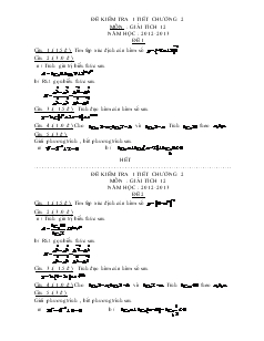 Đề kiểm tra 1 tiết chương 2 môn : giải tích 12 năm học : 2012 -2013