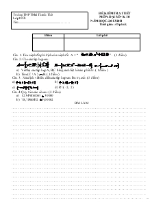 Đề kiểm tra 1 tiết môn: đại số - Khối 10 năm học: 2013-2014 thời gian : 45 phút