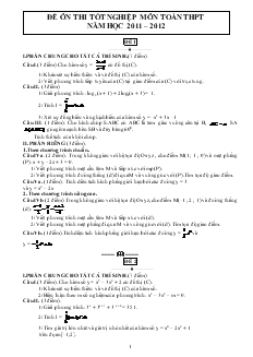 Đề ôn thi tốt nghiệp môn toán thpt năm học 2011 – 2012
