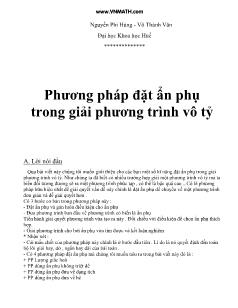 Đề tài Phương pháp về đặt ẩn phụ trong giải phương trình vô tỷ