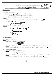 Đề tham khảo học kì I -Năm học 2008-2009 môn: Toán 12 - Thời gian 90 phút