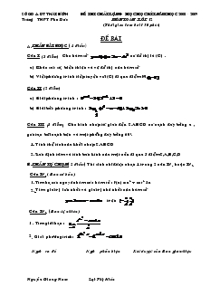 Đề thi chất lượng học học kì I năm học 2008 - 2009 môn toán . lớp 12 (thời gian làm bài 150 phút)