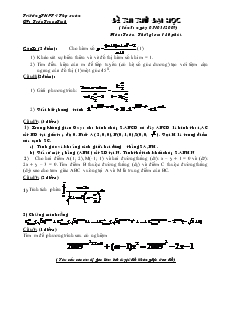 Đề thi thử đại học ( lần 5: ngày 07/03/2009) môn: toán12 thời gian: 180 phút