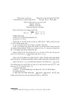 Đề thi tuyển sinh cao học năm 2001 ngành: toán học môn thi: giải tích thời gian làm bài: 180 phút