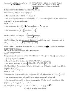 Đề thi tuyển sinh đại học, cao đẳng năm 2009 môn thi : toán, khối b,d.ngày thi : 02.03.2009