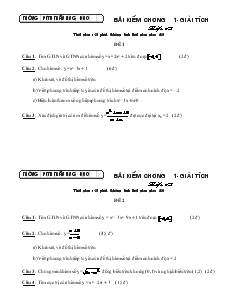 Giáo án Bài kiểm chương 1- Giải tích lớp 12 thời gian : 45 phút (không tính thời gian giao đề)