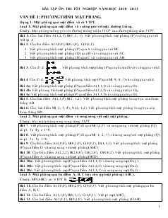 Giáo án Bài tập ôn thi tốt nghiệp năm học 2010 – 2011 môn hình học 12