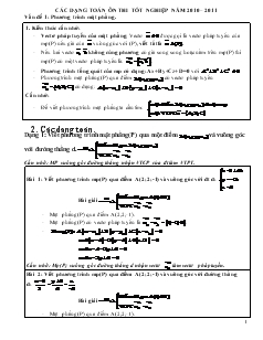 Giáo án Các dạng toán ôn thi tốt nghiệp năm 2010 – 2011