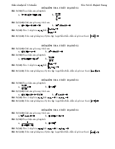 Giáo án Đề kiểm tra 1 tiết đại số 12