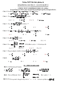 Giáo án Đề kiểm tra chương 4 - Giải tích lớp 11