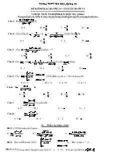Giáo án Đề kiểm tra chương IV- Giải tích lớp 11 - Trường THPT Vĩnh Linh - Quảng Trị